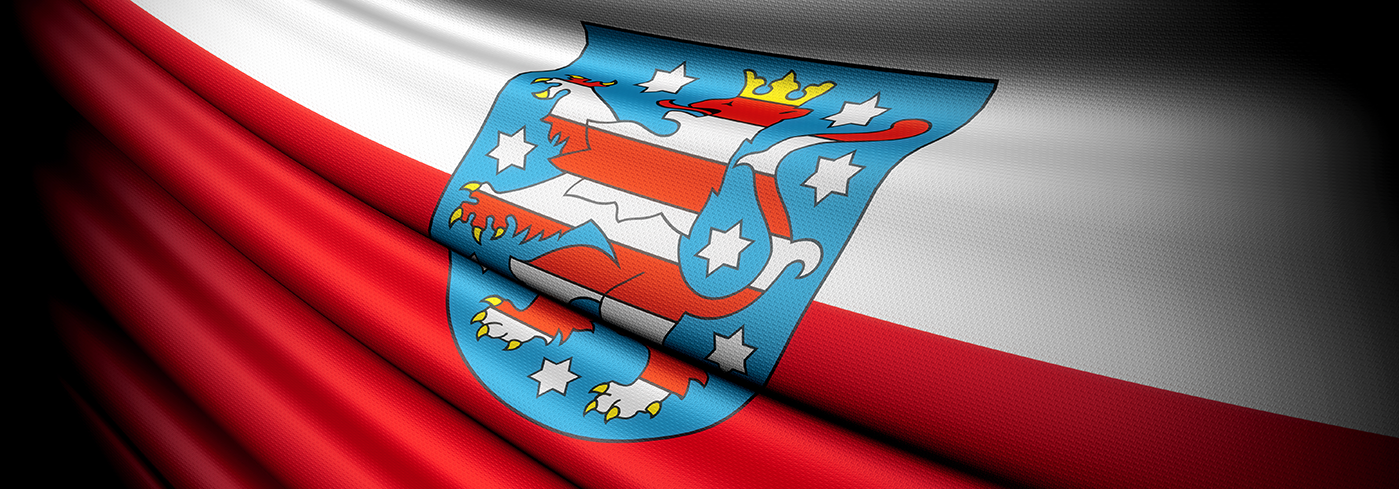 Thüringer Wappen auf weiß-rotem Untergrund