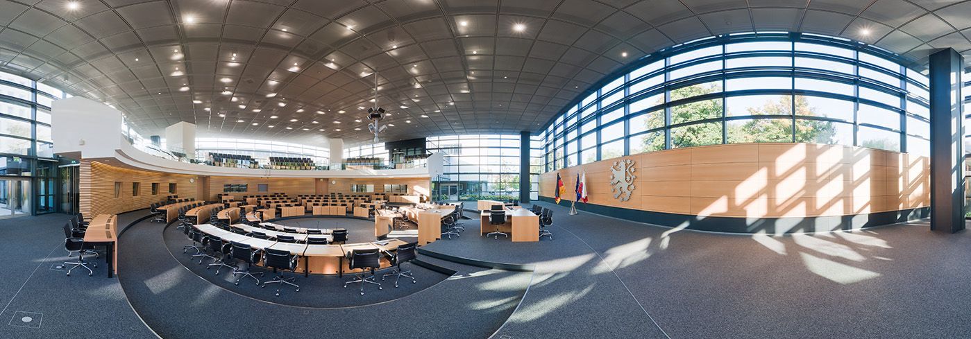 3-D-Aufnahme vom Plenarsaal des Thüringer Landtags