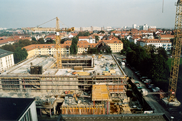 Bauarbeiten am Funktionsgebäude während des Umbaus